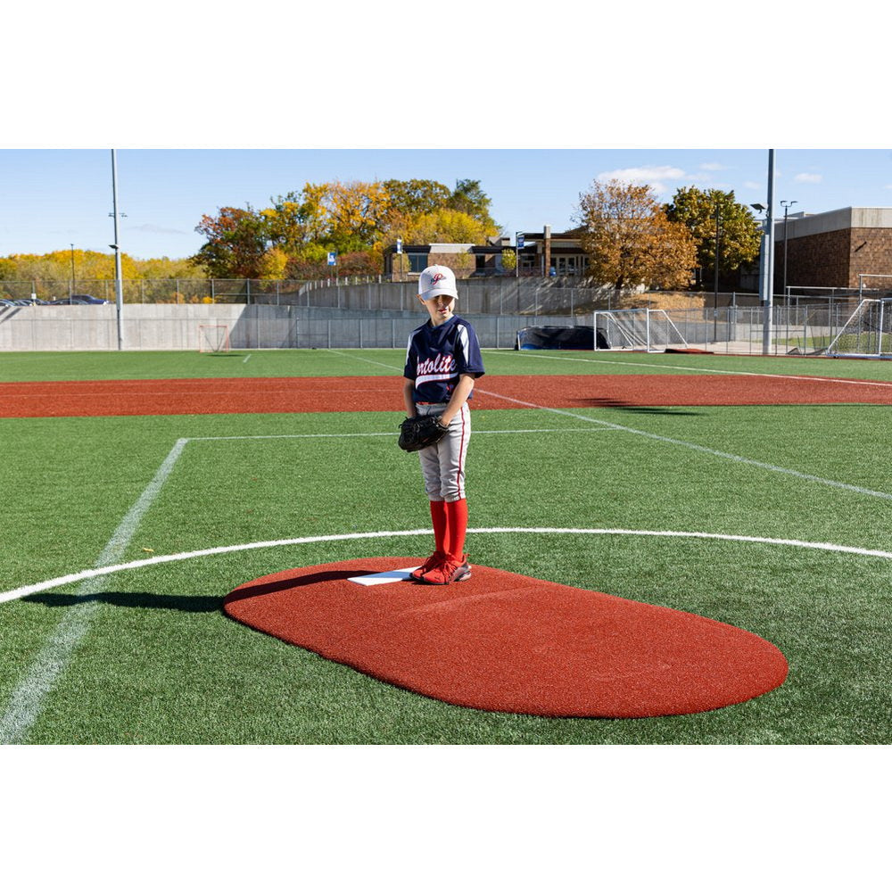 PortoLite 6" Stride Off Portable Youth Pitching Mound For Baseball 7363 - red  mound outdoors on feild