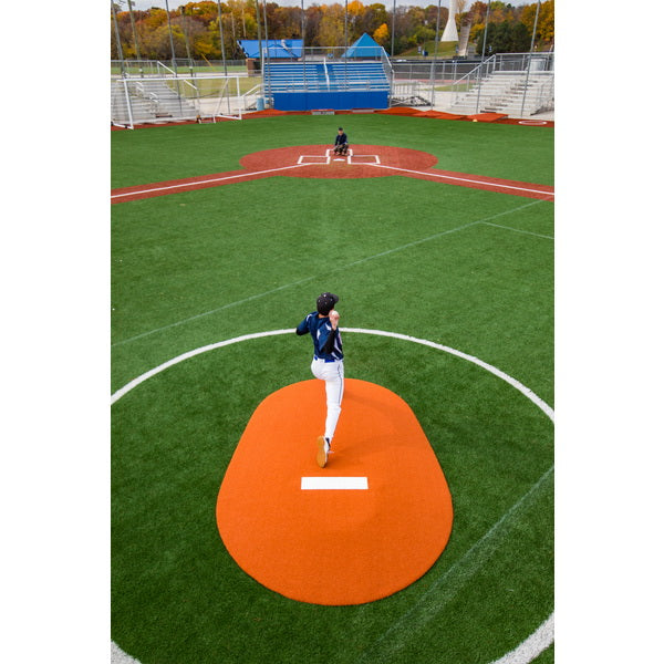 PortoLite 8" Full Length Baseball Portable Pitching Mound - birds eye view with people playing on field