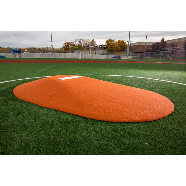 PortoLite 8" Two-Piece Baseball Portable Pitching Mound - orange mound inside a circular line