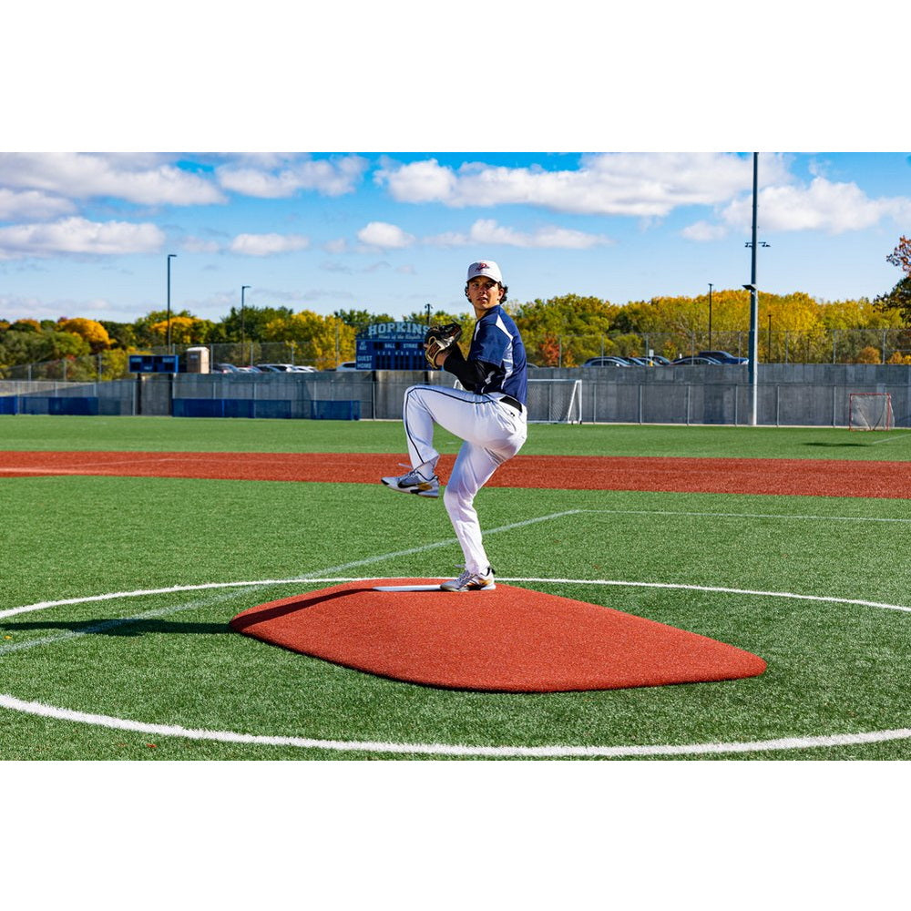 PortoLite 8" Full Length Baseball Portable Pitching Mound - male pitcher on red mound