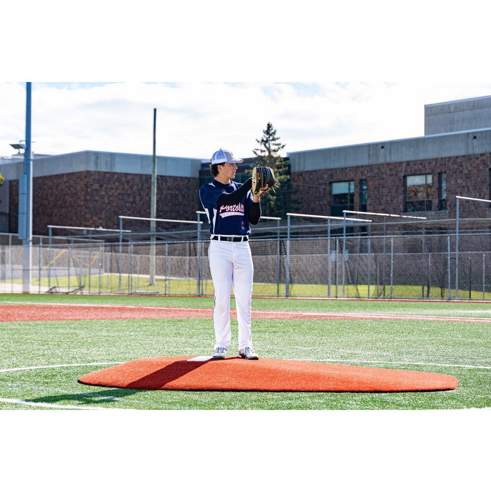 PortoLite 8" Full Length Baseball Portable Pitching Mound - outdoors next to some buildings