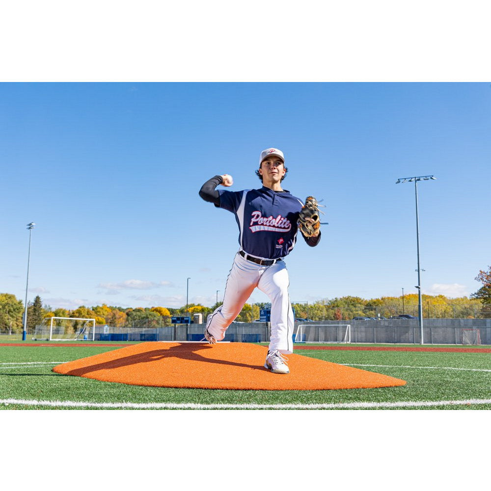 PortoLite 8" Two-Piece Baseball Portable Pitching Mound - man throwing a ball