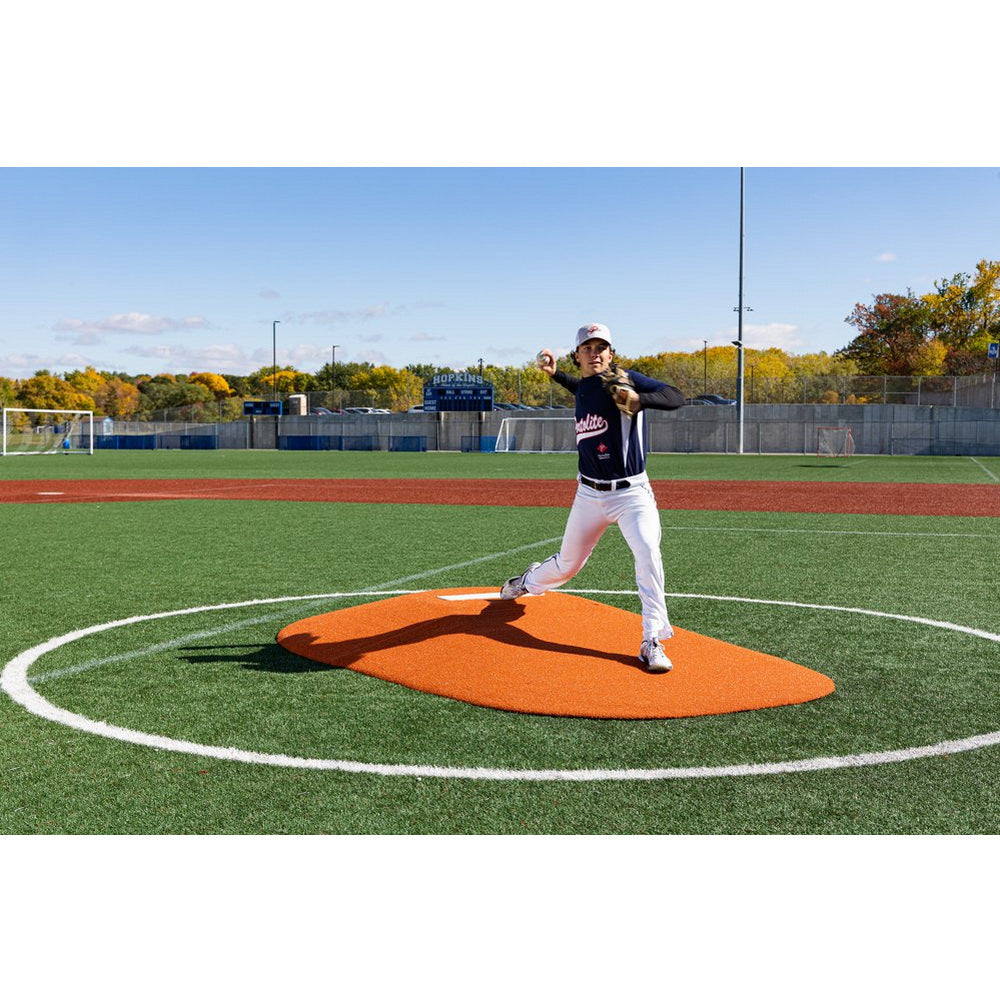 PortoLite 8" Two-Piece Baseball Portable Pitching Mound - player on a stride 