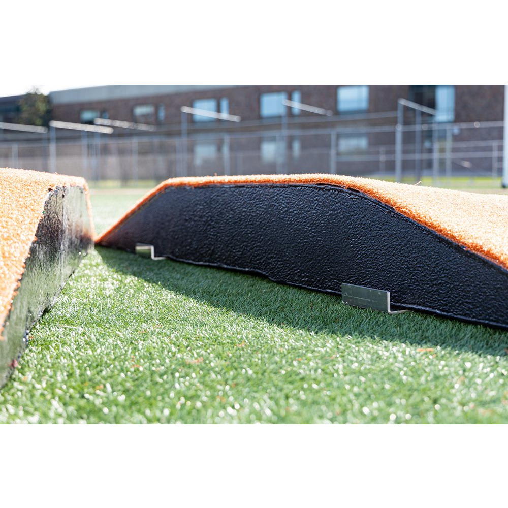 PortoLite 8" Two-Piece Baseball Portable Pitching Mound - close up when split in half