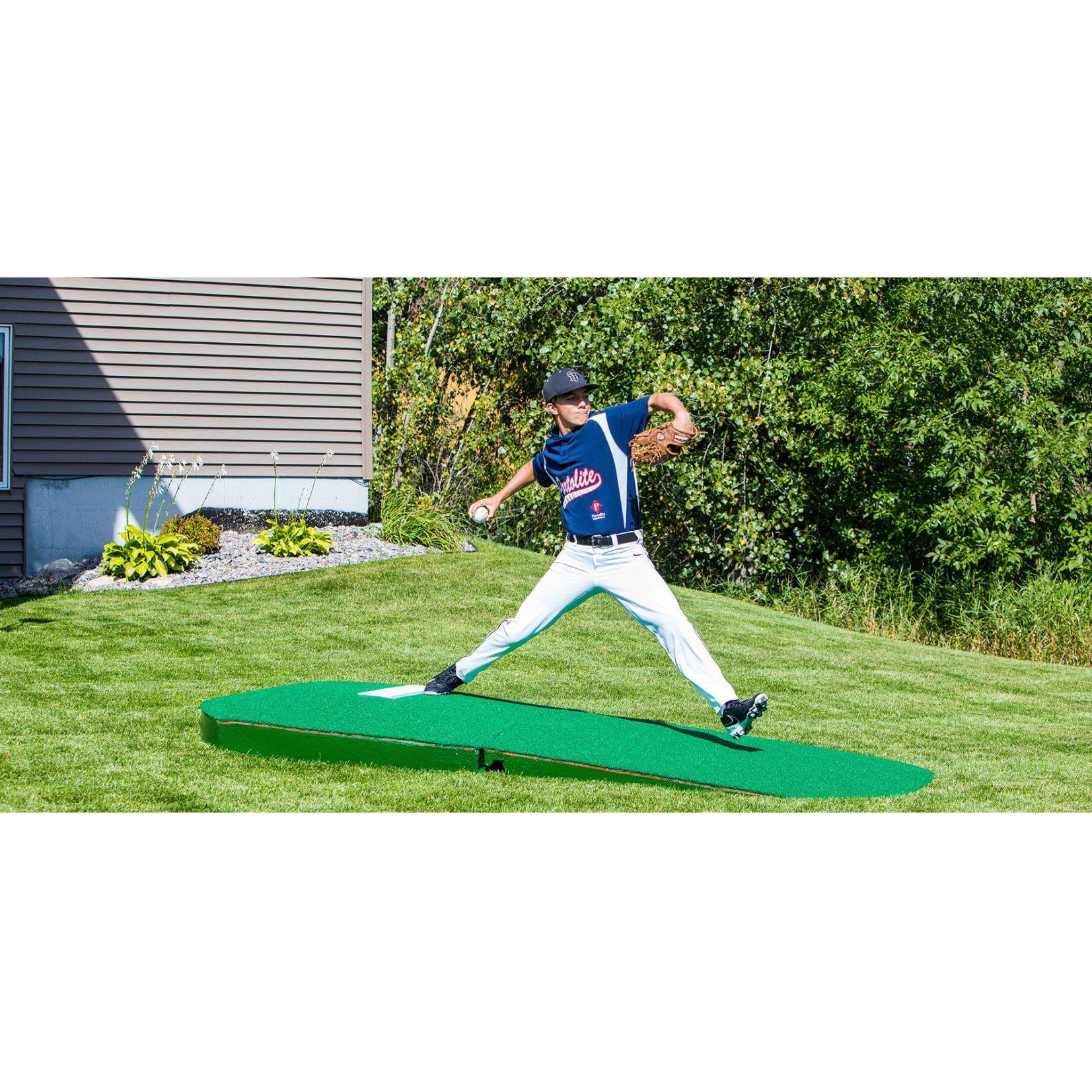 Portolite 10" Two-Piece Oversized Baseball Practice Mound - outdoor with man throwing a ball wearing a glove