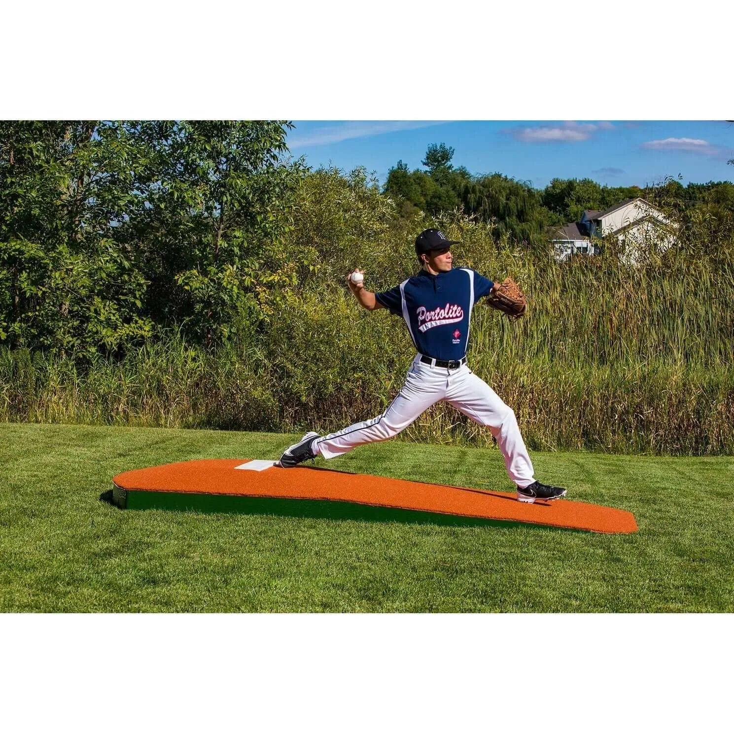 Portolite 10" One-Piece Portable Baseball Practice Pitching Mound 1175 - with tall grass