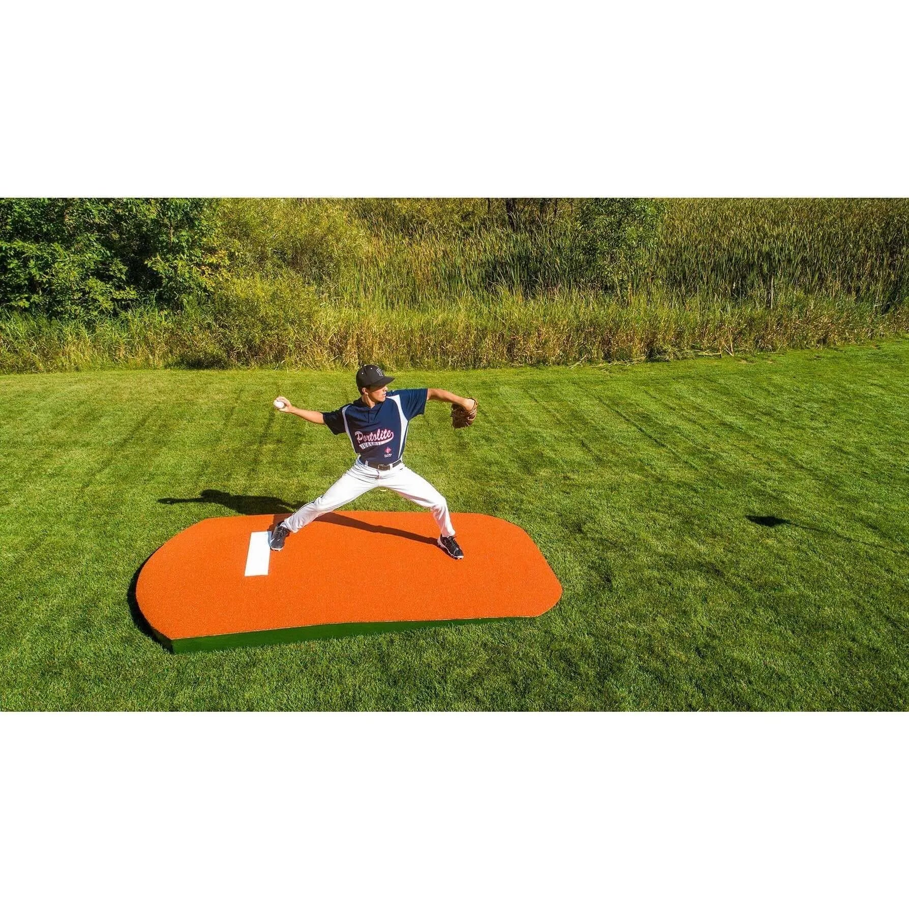 Portolite 10" One-Piece Portable Baseball Practice Pitching Mound 1175 - outside on a field