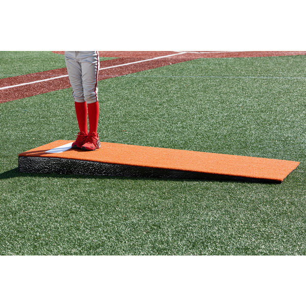 Portolite Jr. Practice Portable Pitching Mound - side view of orange mound 