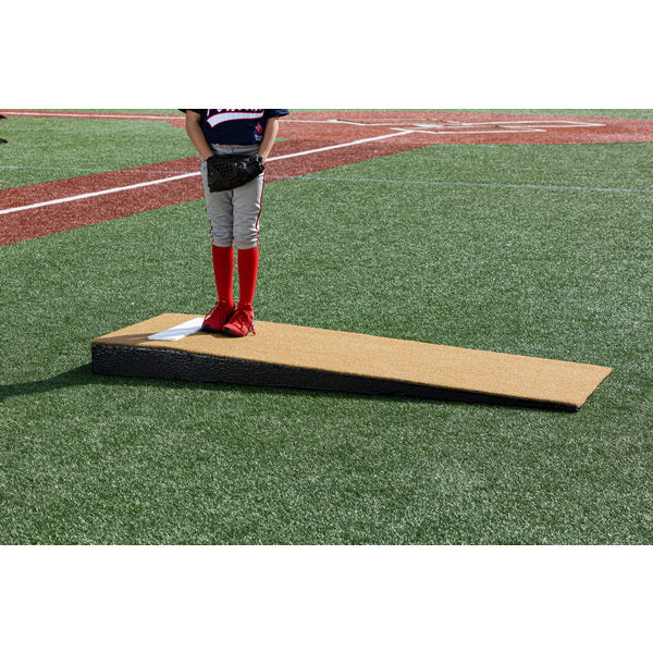 Portolite Jr. Practice Portable Pitching Mound - someone stepping on yellow mound