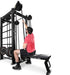 Ropeflex RX2100 OX2O Outdoor Rack Mount Rope Trainer - man on bench while pulling rope