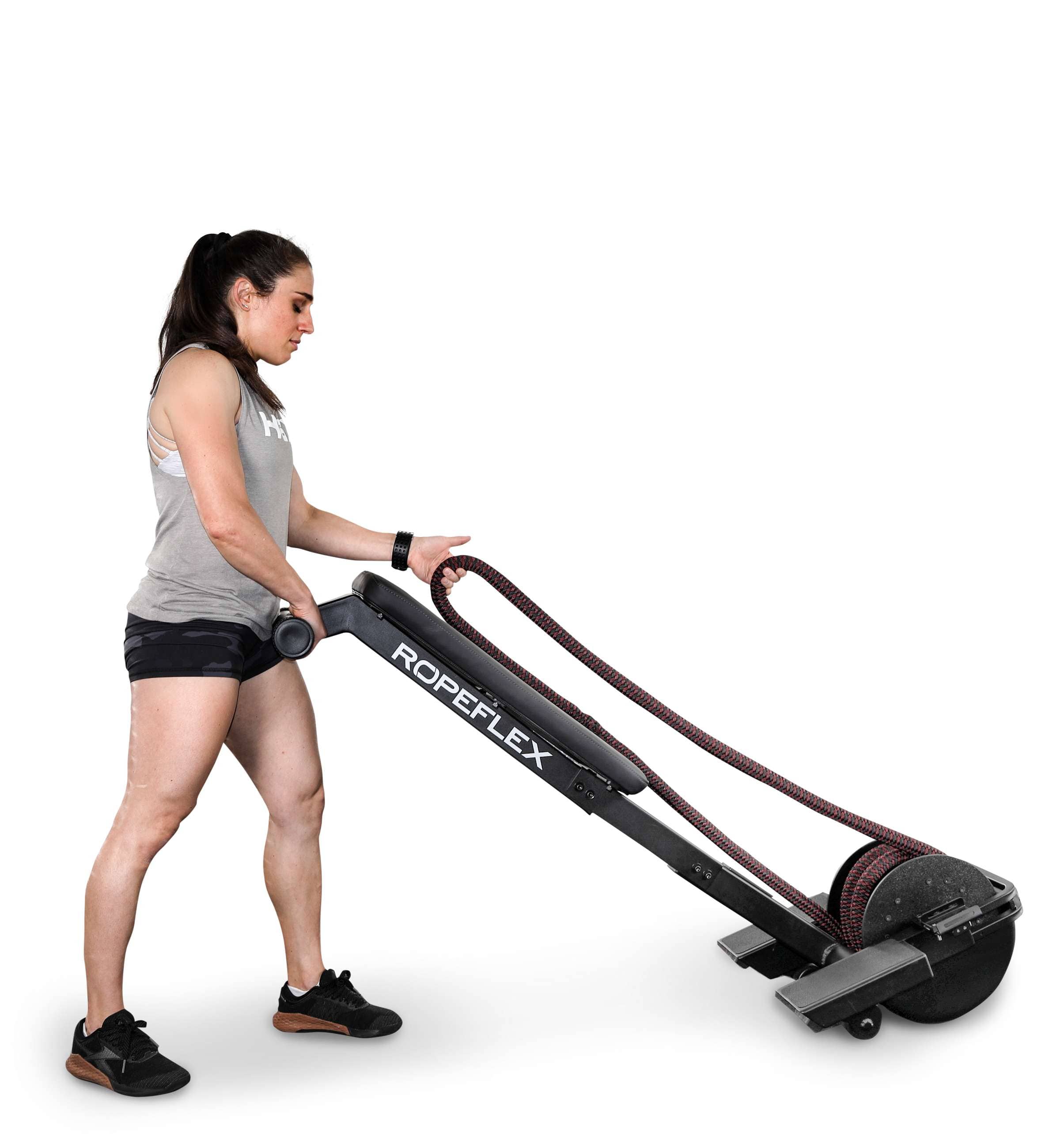 Ropeflex RX2200 Wolf Compact Horizontal Rope Trainer - woman setting up