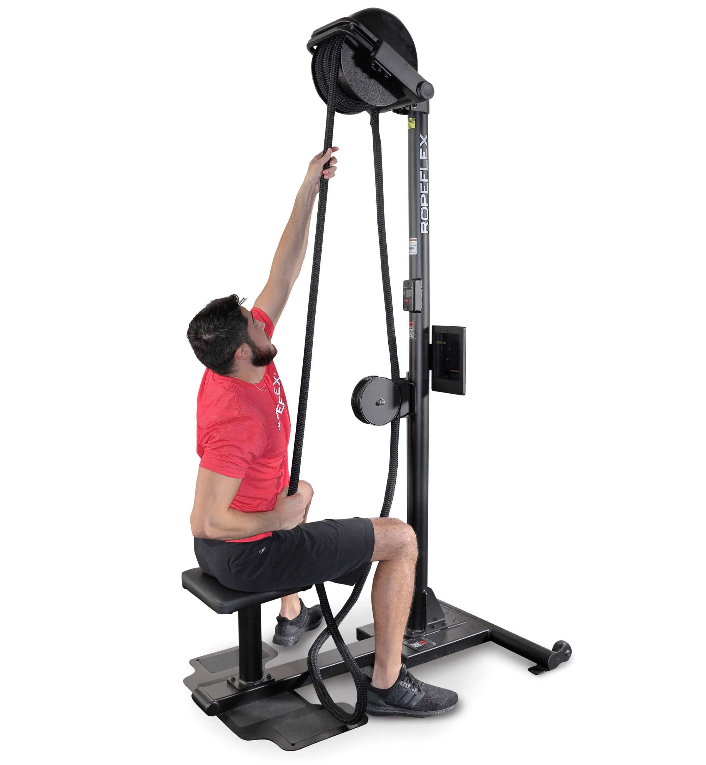 Ropeflex RX2500 ORYX Multi Mode Rope Trainer - man sitting on the bench while using rope trainer