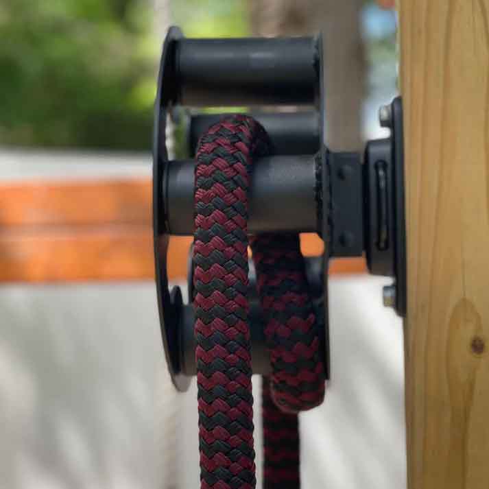 RopeFlex RX505 Hydra Friction Rope Training Drum - A close-up photo of a thick rope attached in a gym equipment