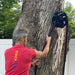 RopeFlex RX505 Hydra Friction Rope Training Drum - A man pulling a rope that is attached in a gym equipment hanging from a tree