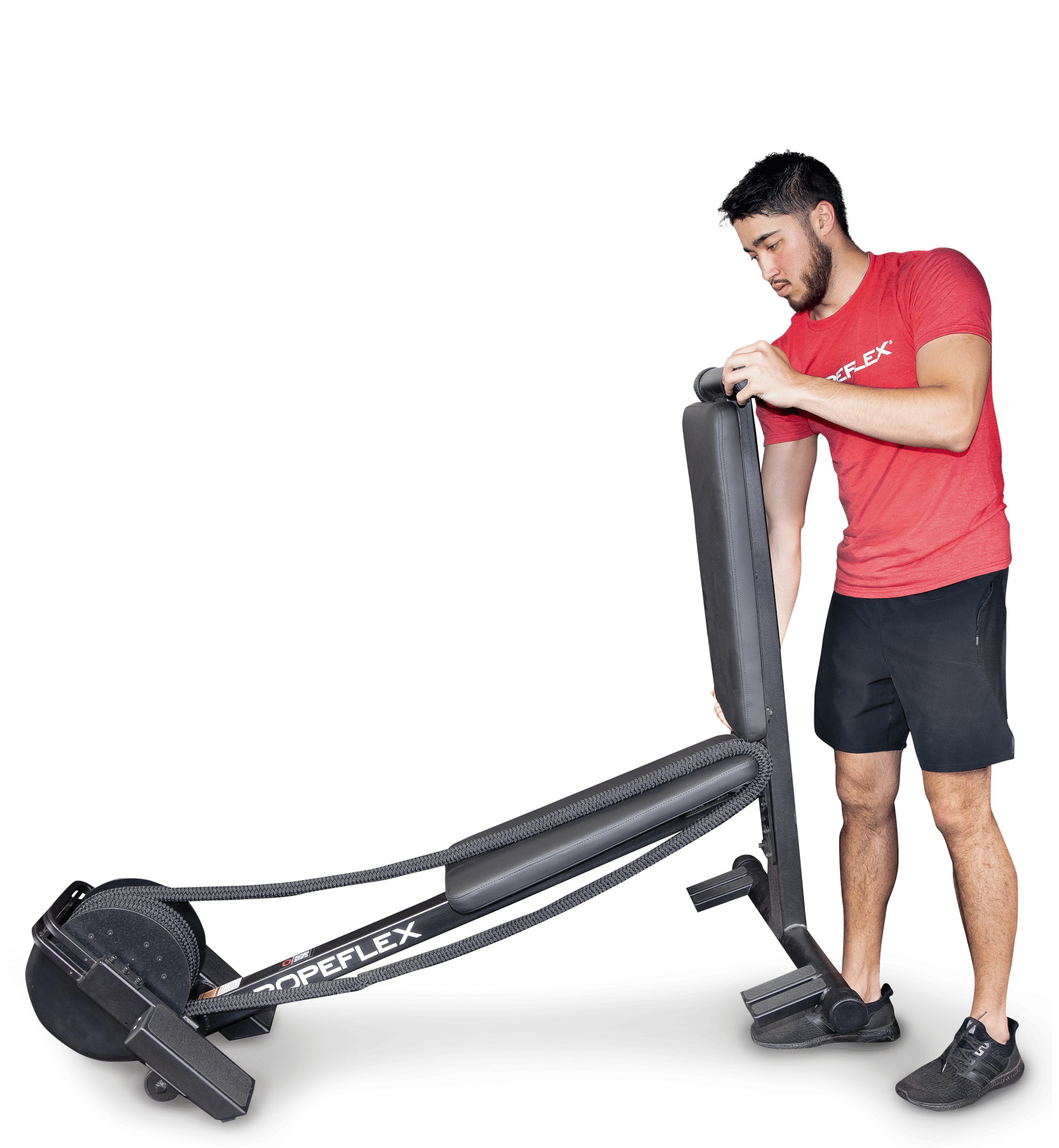 Ropeflex RX2300 IBEX Multi Position Rope Trainer - man adjusting the machine