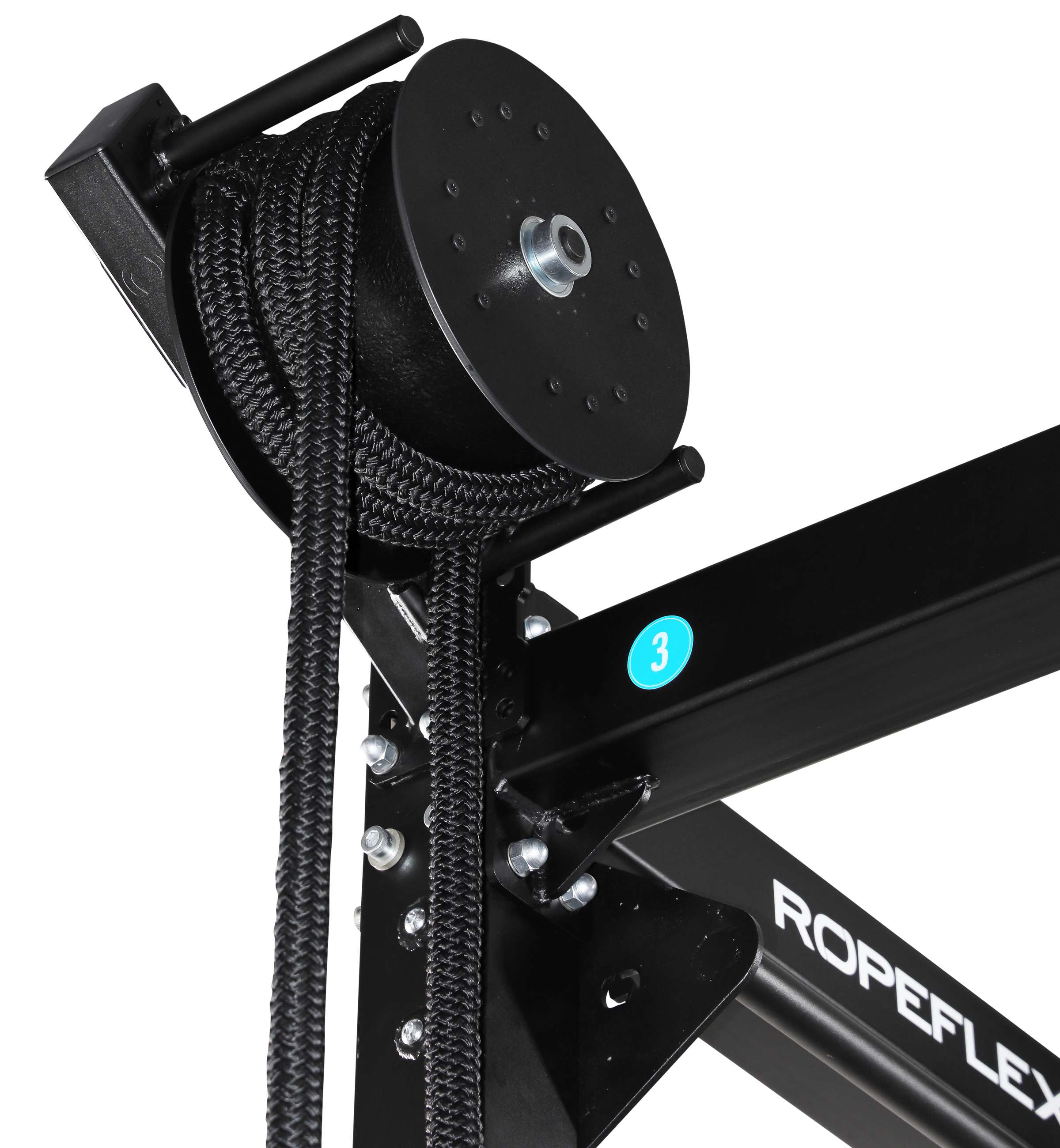 Ropeflex RX2100 OX2O Outdoor Rack Mount Rope Trainer - Close up image of black rope