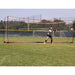 A goal keeper with Powernet Soccer Goal Regulation Size 24x8 Net S007 in the background