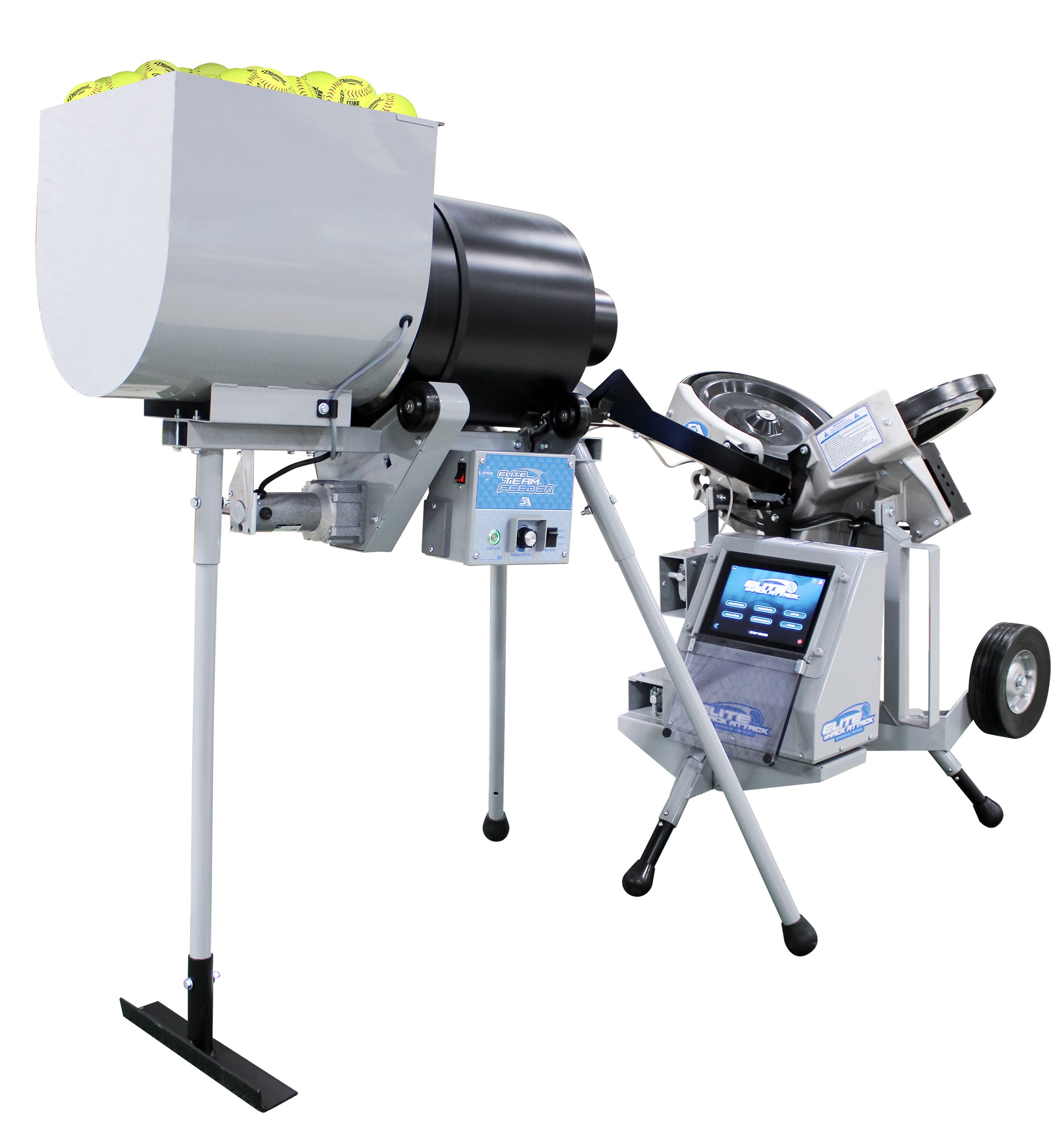Sports Attack Elite Team Feeder with Wireless Remote for Softball - back part on a white background