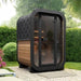 SaunaLife Model CL3G Cube-Series Outdoor Home Sauna Kit - Set up outdoor with greenery on the background