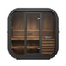 SaunaLife Model CL4G Outdoor Home Sauna - A square sauna with a glass door on a white background