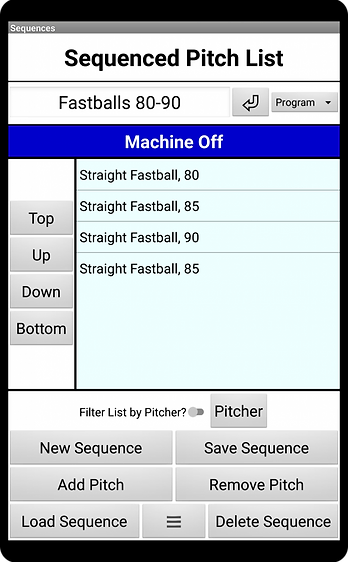 Spinball iPitch 3 Wheel Pitching Machine - Sequences on phone