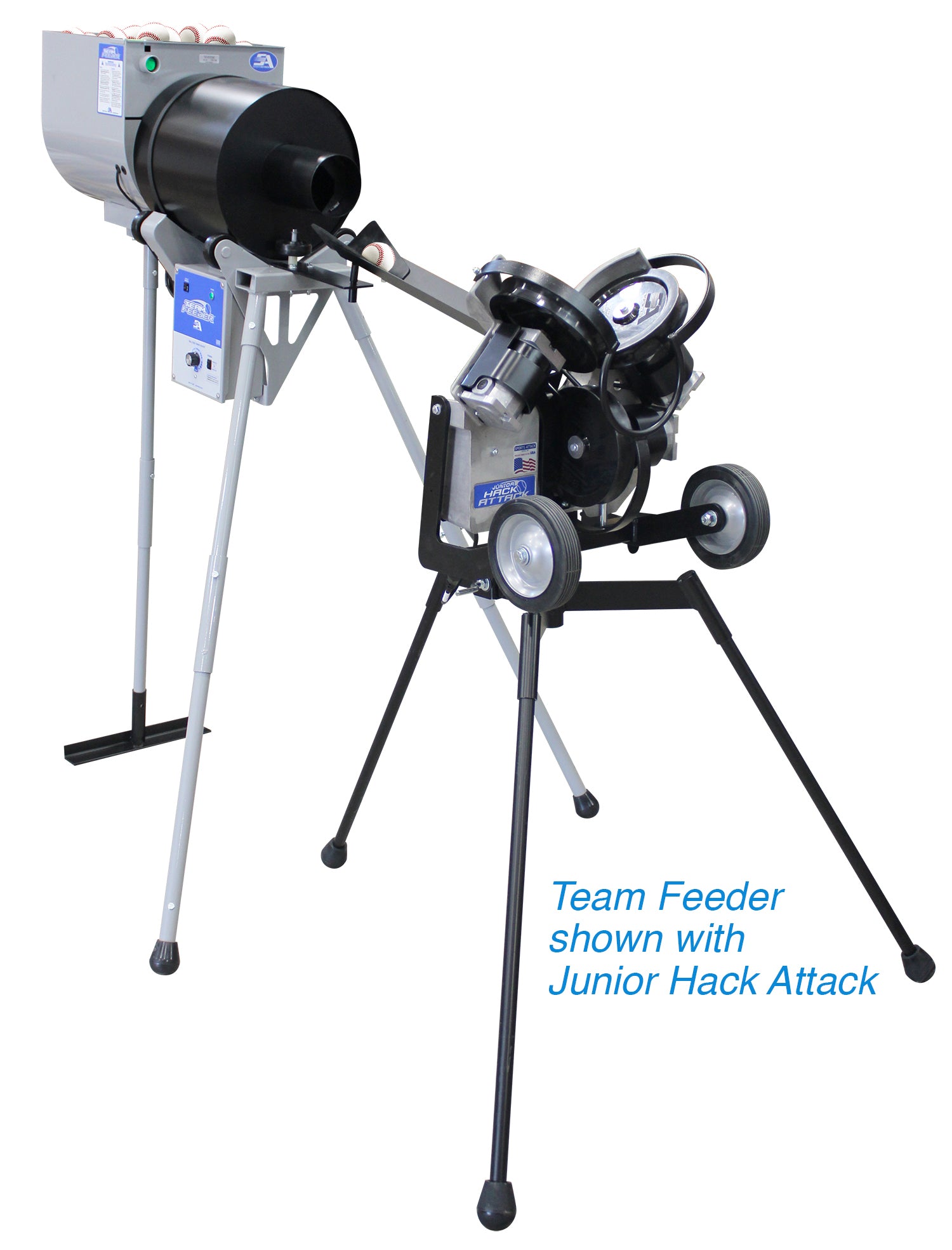 Sports Attack Team Feeder with Wireless Remote - shown with junior hack attack