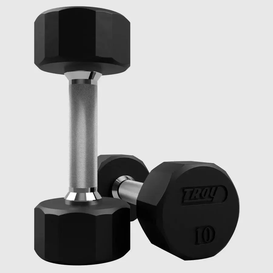 TROY 12 Sided Rubber Encased Dumbbell Set - 10 lbs