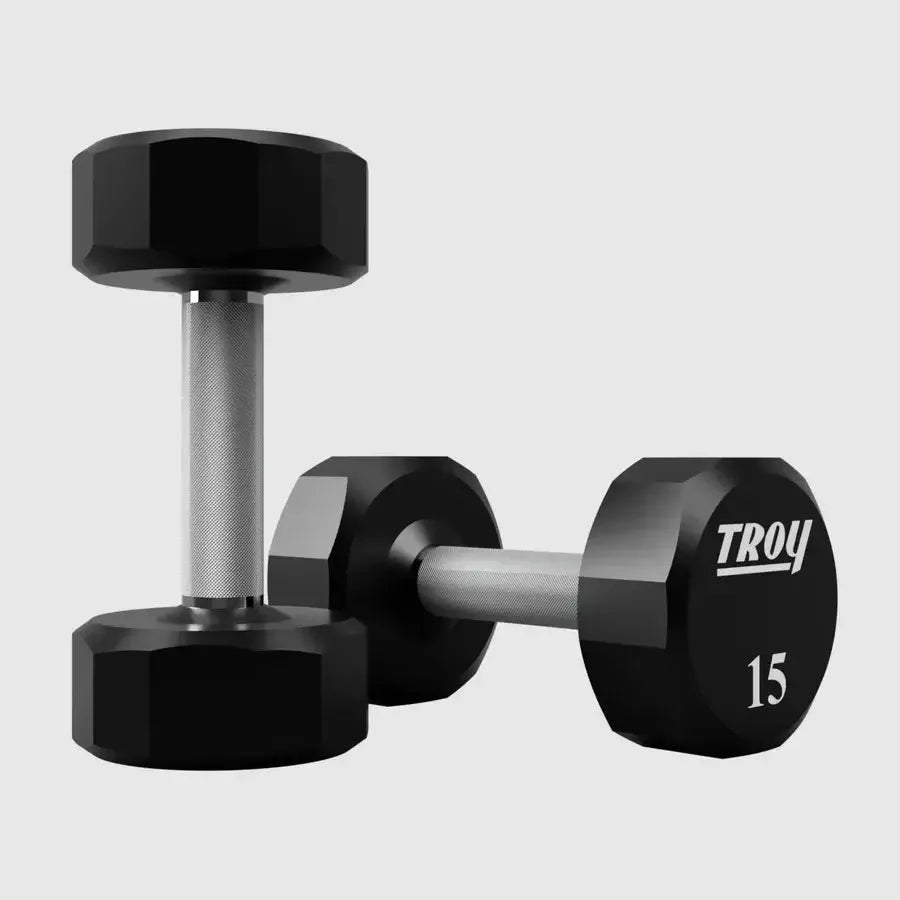 TROY 12-Sided Urethane Encased Dumbbell Set - 15 lbs