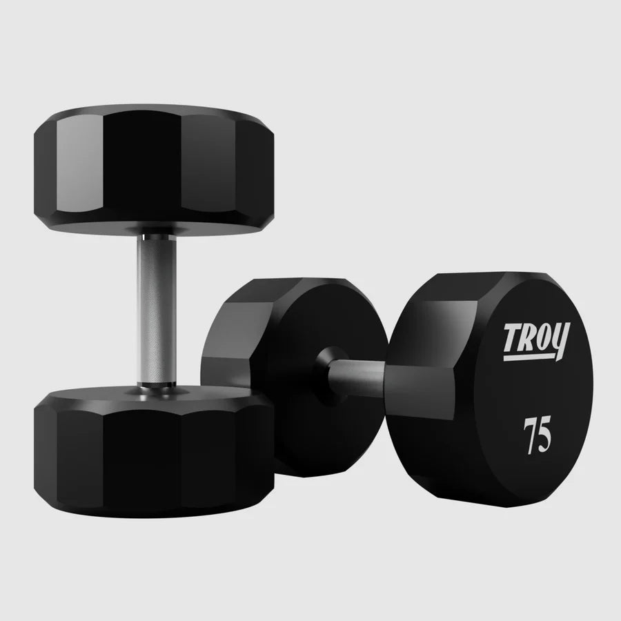 TROY 12-Sided Urethane Encased Dumbbell Set - 75 lbs