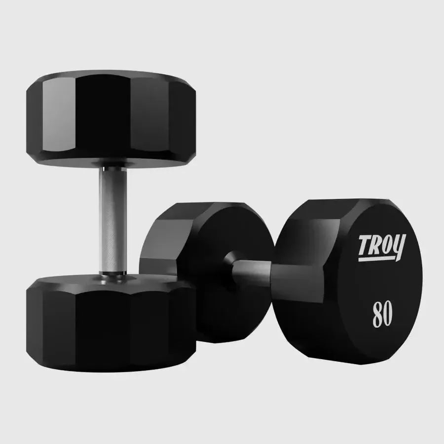 TROY 12-Sided Urethane Encased Dumbbell Set - 80 lbs