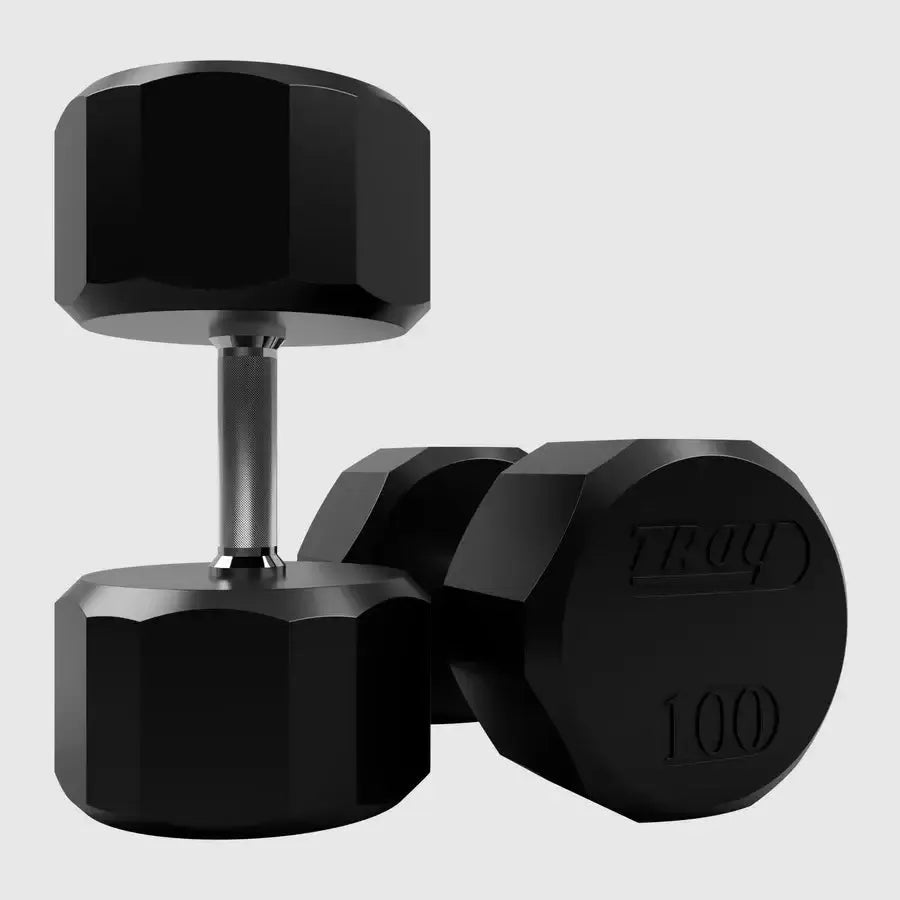TROY 12 Sided Rubber Encased Dumbbell Set - 100 lbs