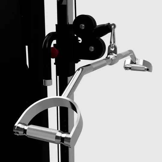 USA Sports 34" Cambered Pro Style Lat Bar - hooked to a machine