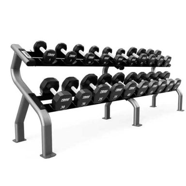 TROY 12-Sided Urethane Encased Dumbbell Set with Storage Rack