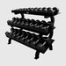 TROY 12 Sided Rubber Encased Dumbbell Set with Vertical Storage Rack - VERTPAC-TSDR75