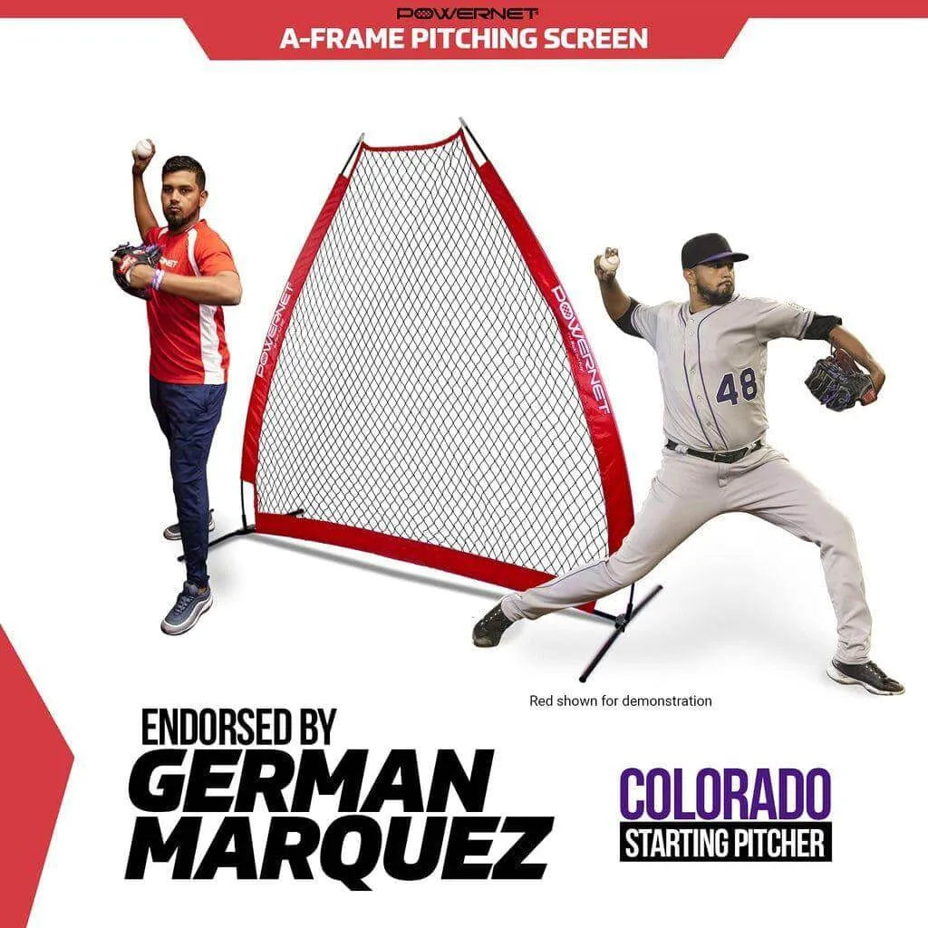 German Marquez endorsing Powernet A-Frame Baseball Pitching Screen Net 1002