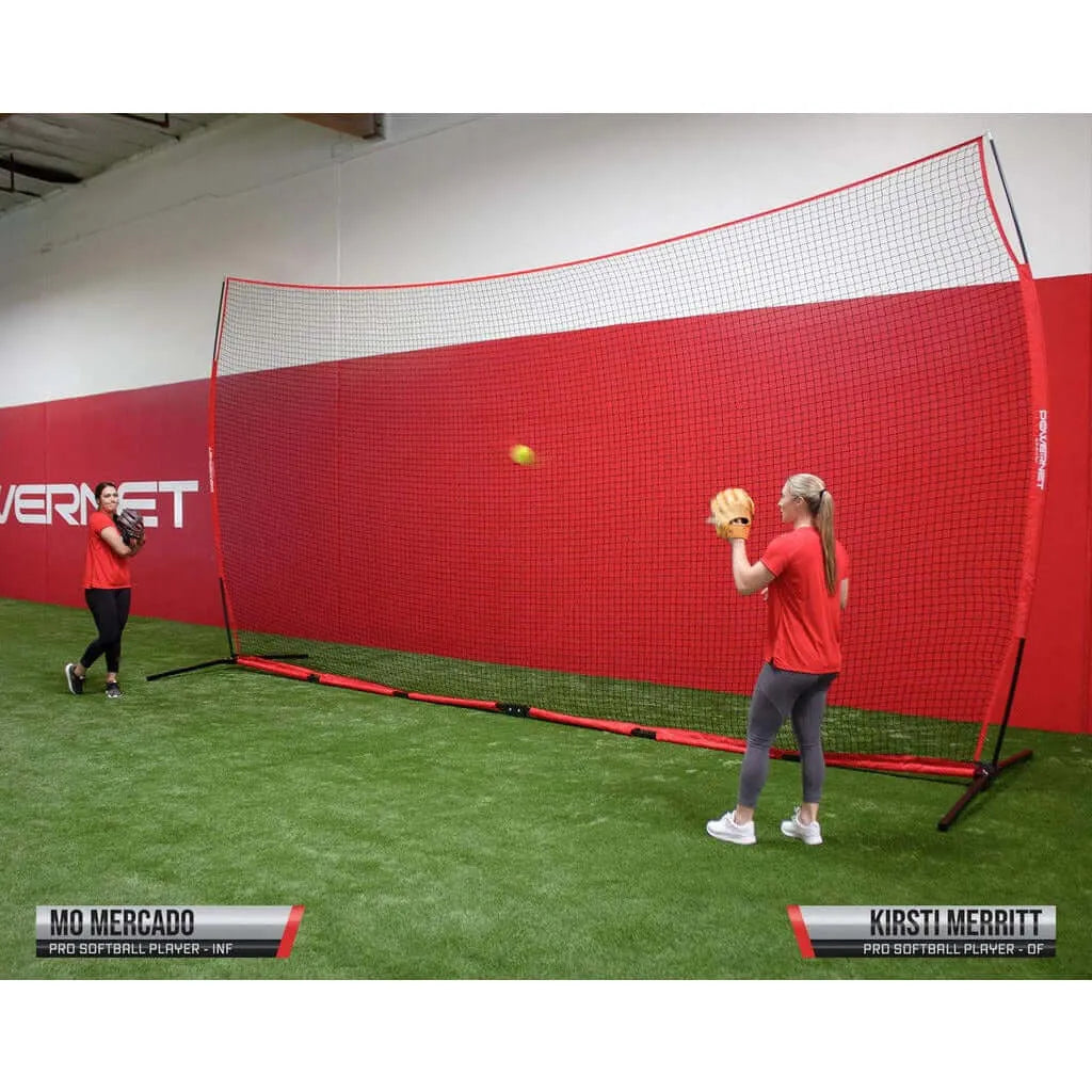Powernet XL Sports Barrier Net 21.5 x 11.5 FT 1025 - two women playing next to the net 