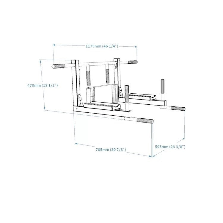 BenchK D8 2in1 Pull Up Bar / Dip Bar - Diagram with measurement 