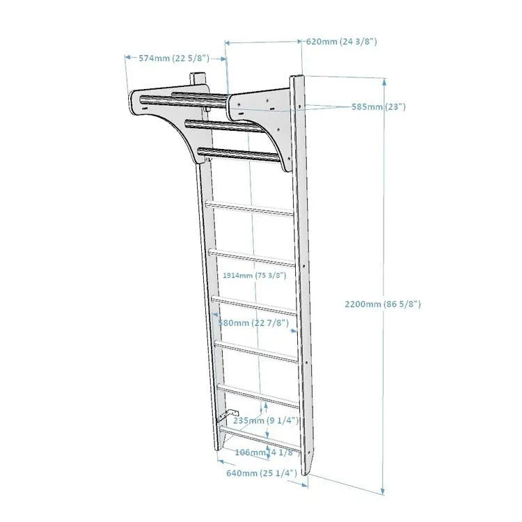 BenchK Series 1 111 Swedish Ladder - Diagram with sizes and mesurements