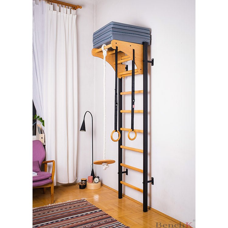 BenchK Series 2 Kids 212B+A076 Wall Bars - With a gray mat on top