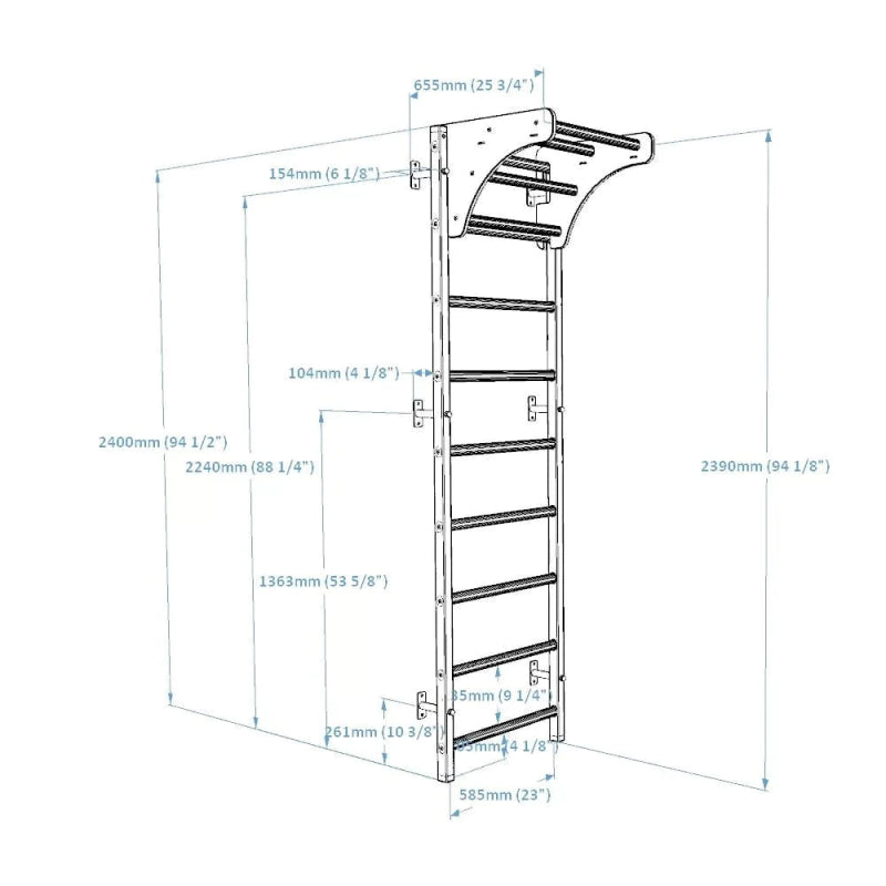 BenchK Stall Bars 711B - Diagram with size and measurements