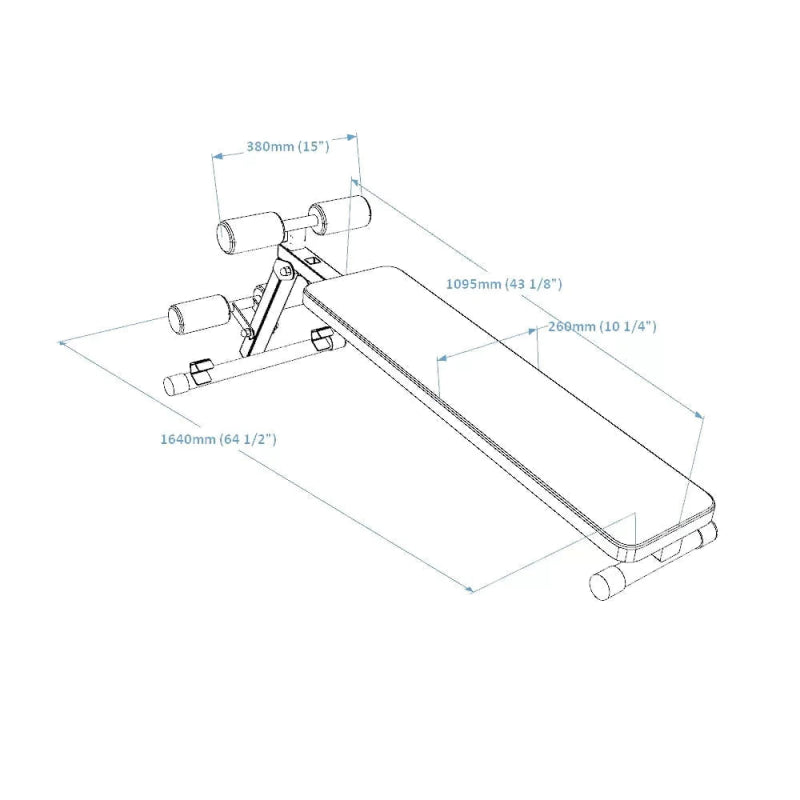 BenchK Workout Bench B1B - diagram with size and measurement