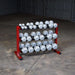 Best Fitness Dumbbell Rack - rack with white dumbbells on different weights 