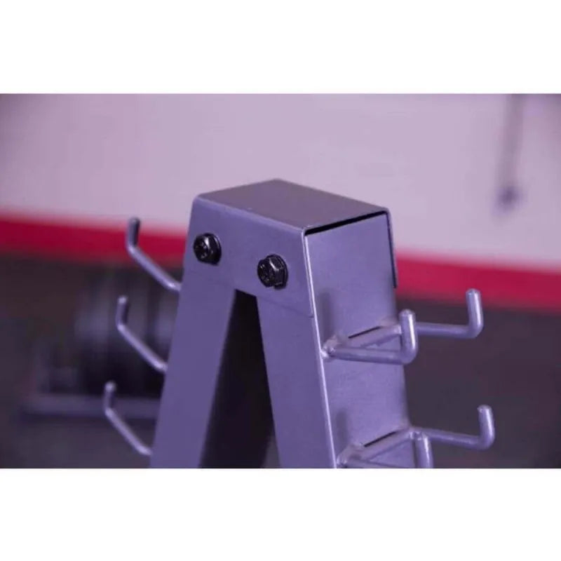Body-Solid 12 Pair Vinyl Dumbbells With Rack GDR24-VPACK - top photo of the rack in gray color