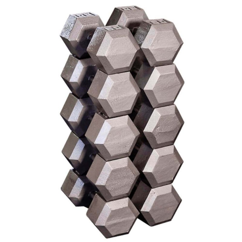 Body-Solid Cast Iron Hex Dumbbell Sets SDS - On stack 3d picture