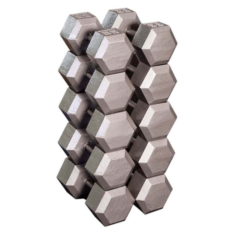 Body-Solid Cast Iron Hex Dumbbell Sets SDS - Set Options: 55 - 75 lbs Set