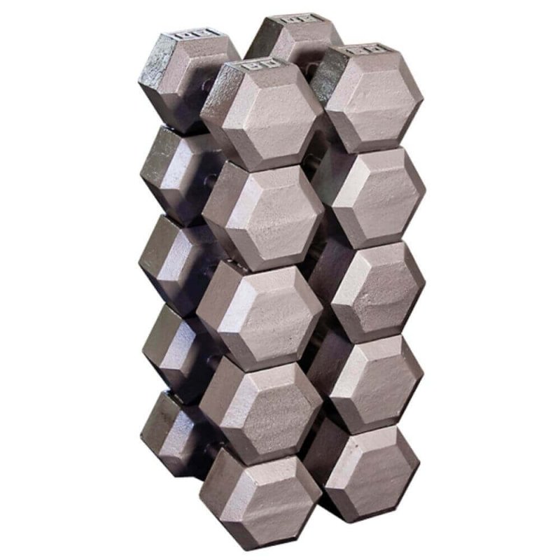 Body-Solid Cast Iron Hex Dumbbells SDX - Size: 3 lb, 5 lb, 8 lb, 10 lb, 12 lb, 15 lb, 20 lb, 25 lb, 30 lb, 35 lb, 40 lb, 45 lb, 50 lb, 55 lb, 60 lb, 65 lb, 70 lb, 75 lb, 80 lb, 85 lb, 90 lb, 95 lb, 100 lb