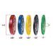 Body-Solid Chicago Extreme Colored Bumper Plates OBPXC - photo of plates on side view with different colors and measurement