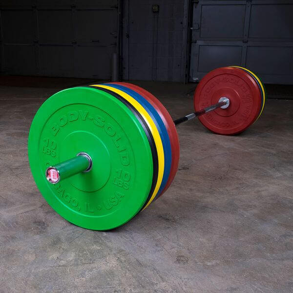 Body-Solid Chicago Extreme Colored Bumper Plates OBPXC - Barbell set with 10lbs in 4 different colors