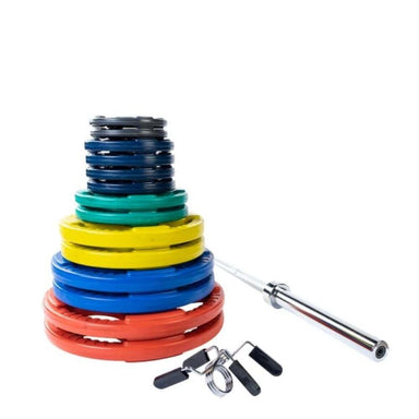 Body-Solid Colored Rubber Grip Plate & Barbell Set ORC