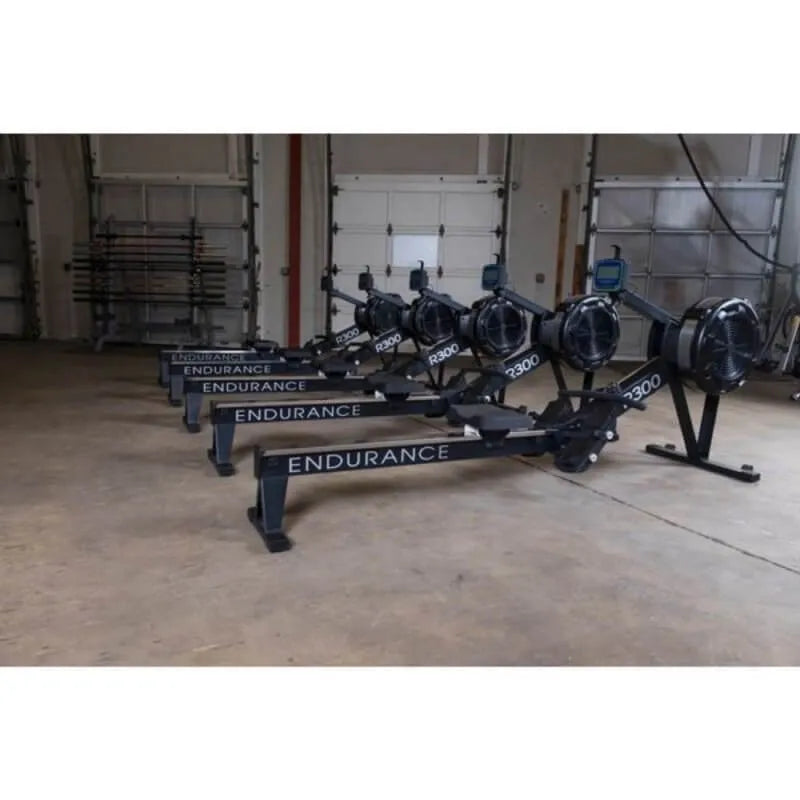 Body-Solid Endurance Indoor Rower R300 - side view photo of the 5 pcs line up